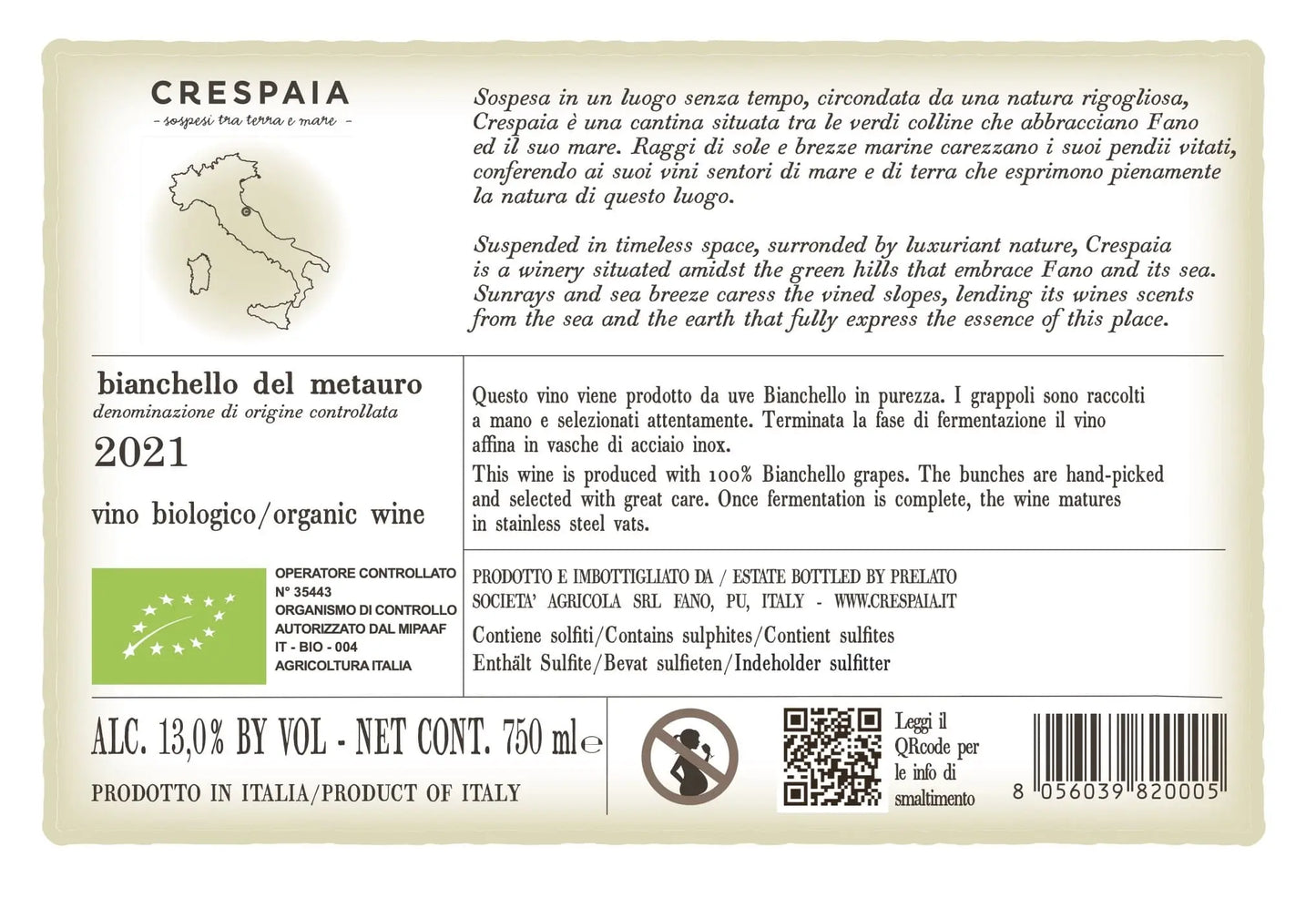 Bianchello del Metauro Doc 2021 Crespaia