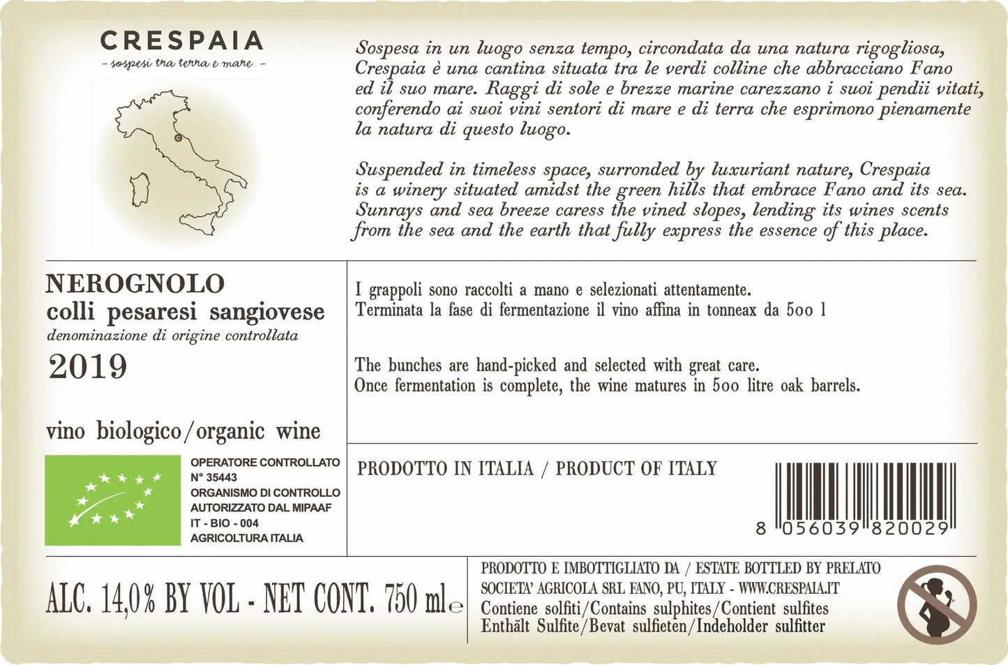 Nerognolo 2020 - Colli Pesaresi Sangiovese Doc Crespaia